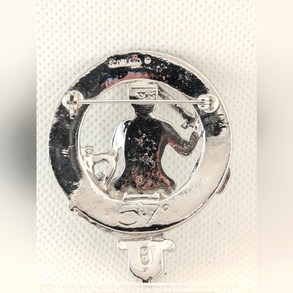 Vintage McFarlane Scottish Clan Badge Scotland Silver Tone Metal Brooch Pin - Picture 5 of 8